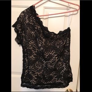 PerSeption Concept One Shoulder Lace Top